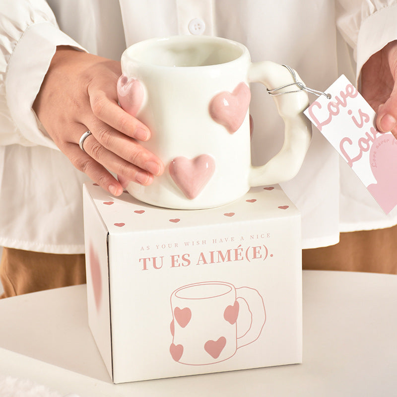 Peach Heart Ceramic Cup