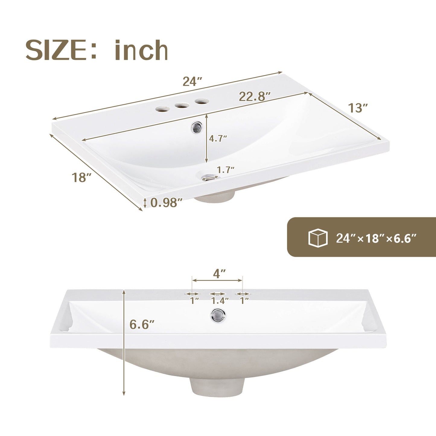 White Modern Sleek Bathroom  Elegant Ceramic Sink