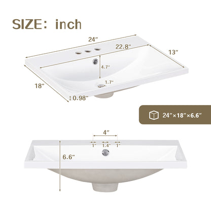 White Modern Sleek Bathroom  Elegant Ceramic Sink