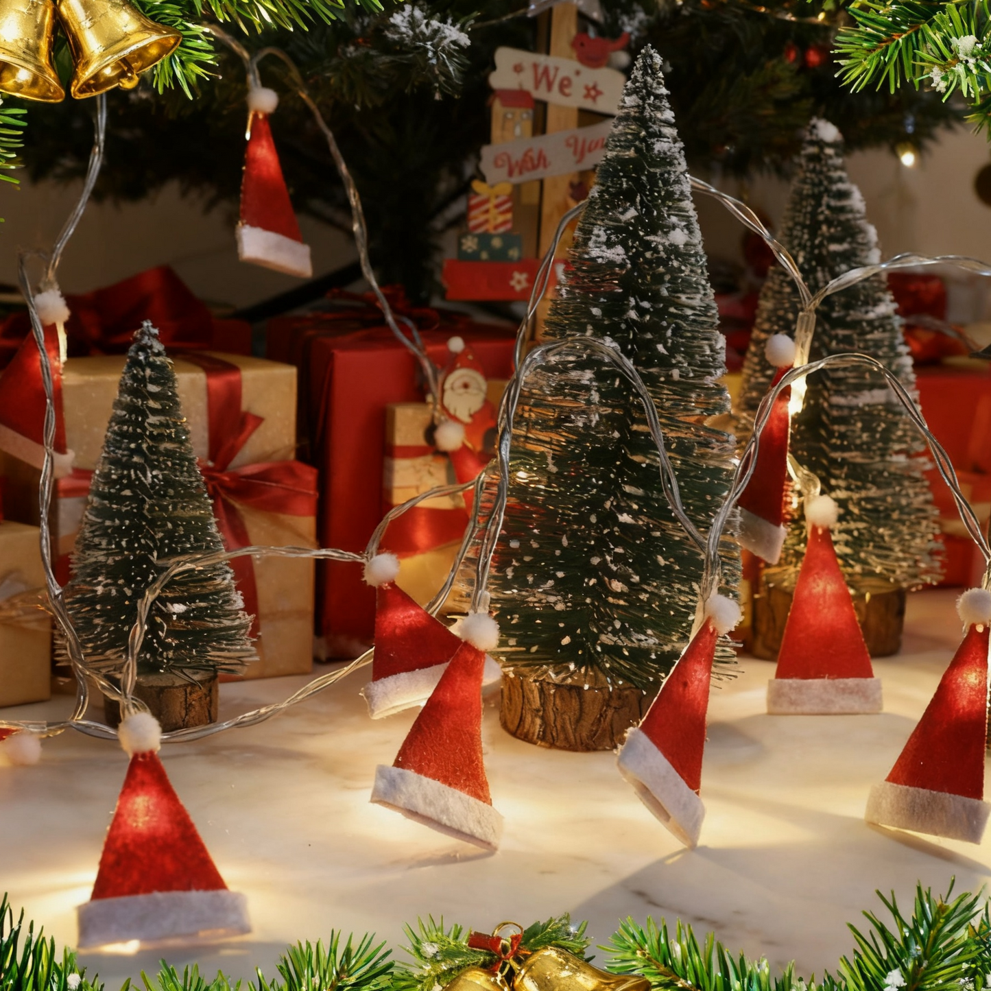 Non woven hat Christmas light LED string
