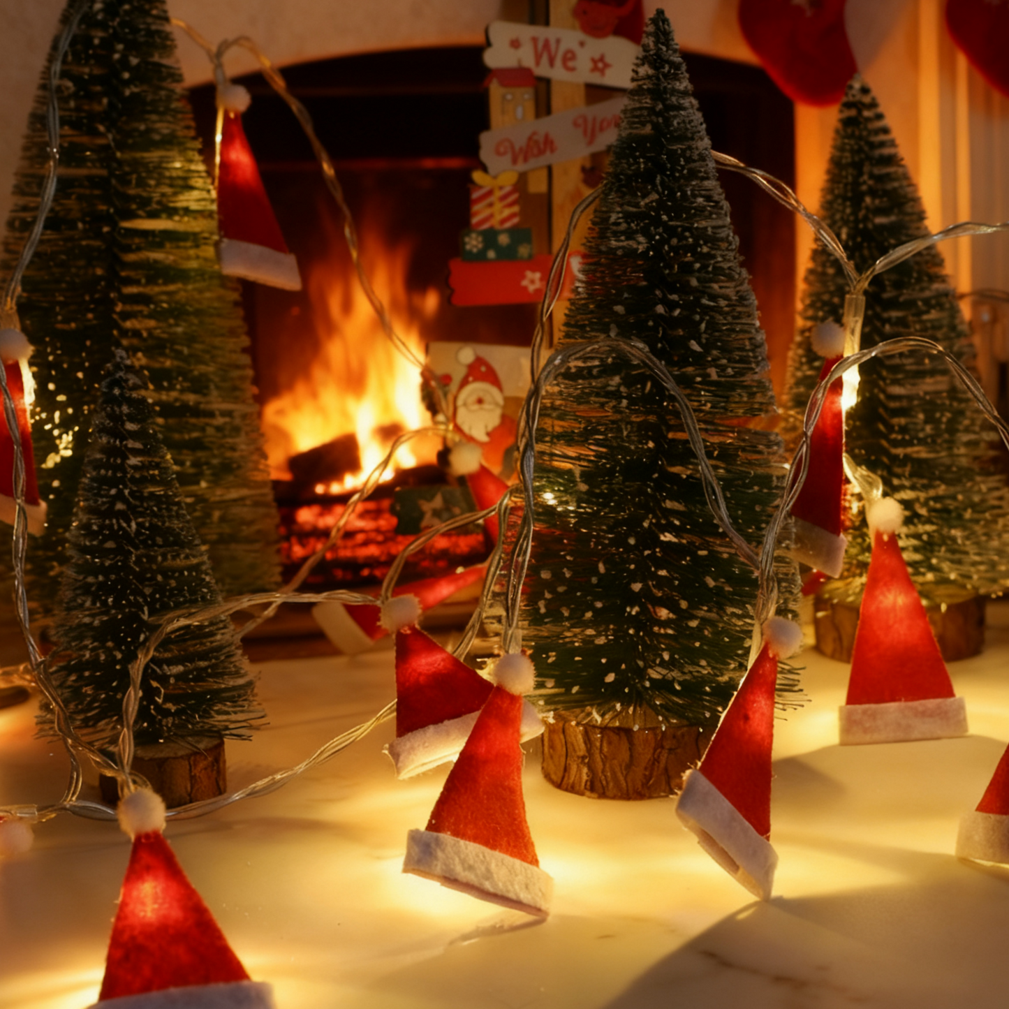 Non woven hat Christmas light LED string