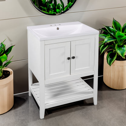 White Modern Sleek Bathroom  Elegant Ceramic Sink