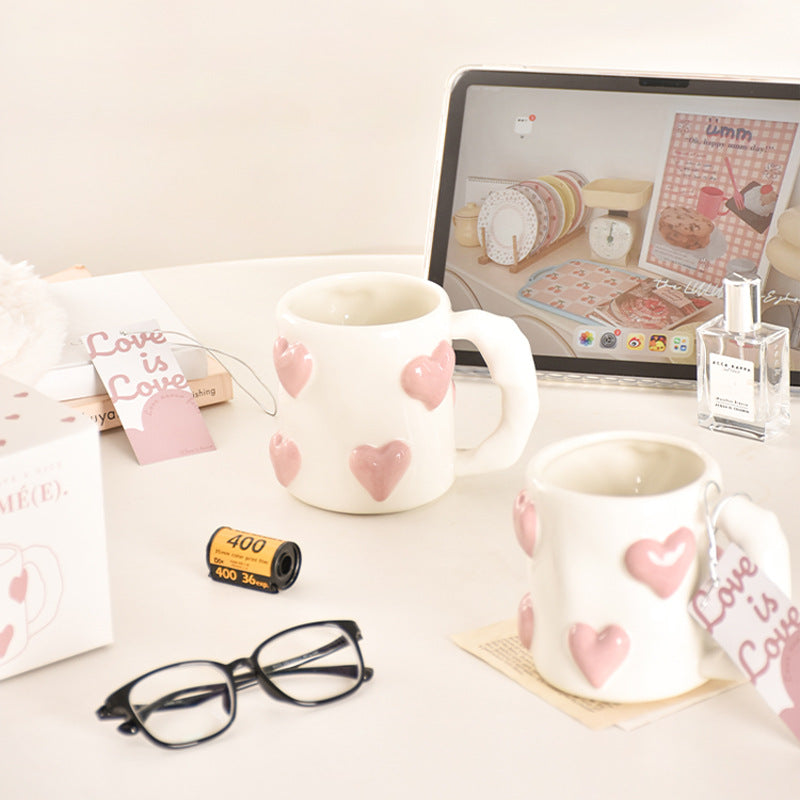Peach Heart Ceramic Cup