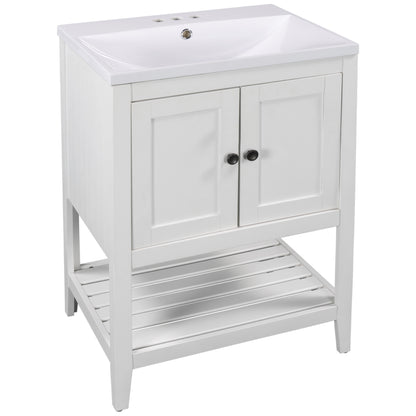 White Modern Sleek Bathroom  Elegant Ceramic Sink