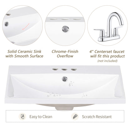 White Modern Sleek Bathroom  Elegant Ceramic Sink